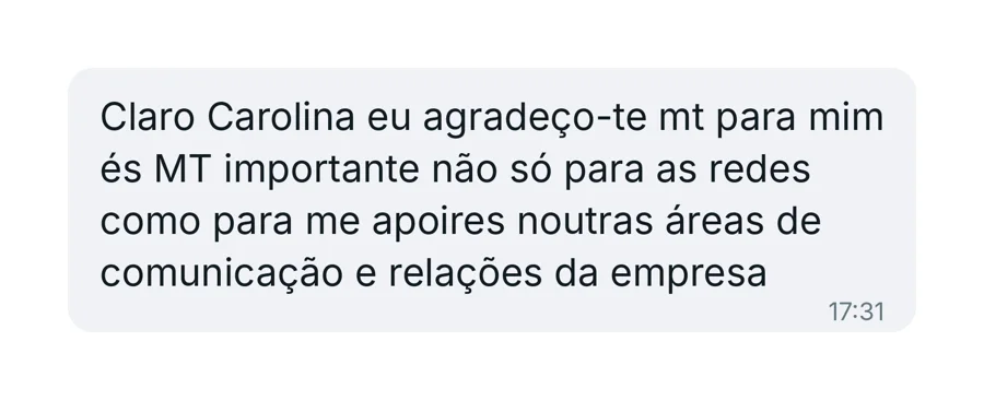 Mensagem da Linnus Sapatarias a agradecer a parceria